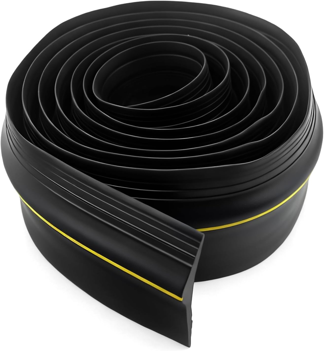 Garage Door Threshold Seal 20FT - Rubber Weatherproof Strip, Water-Resistant Bottom Seal Replacement for Standard Garage Doors, No Adhesive (Black+Yellow)