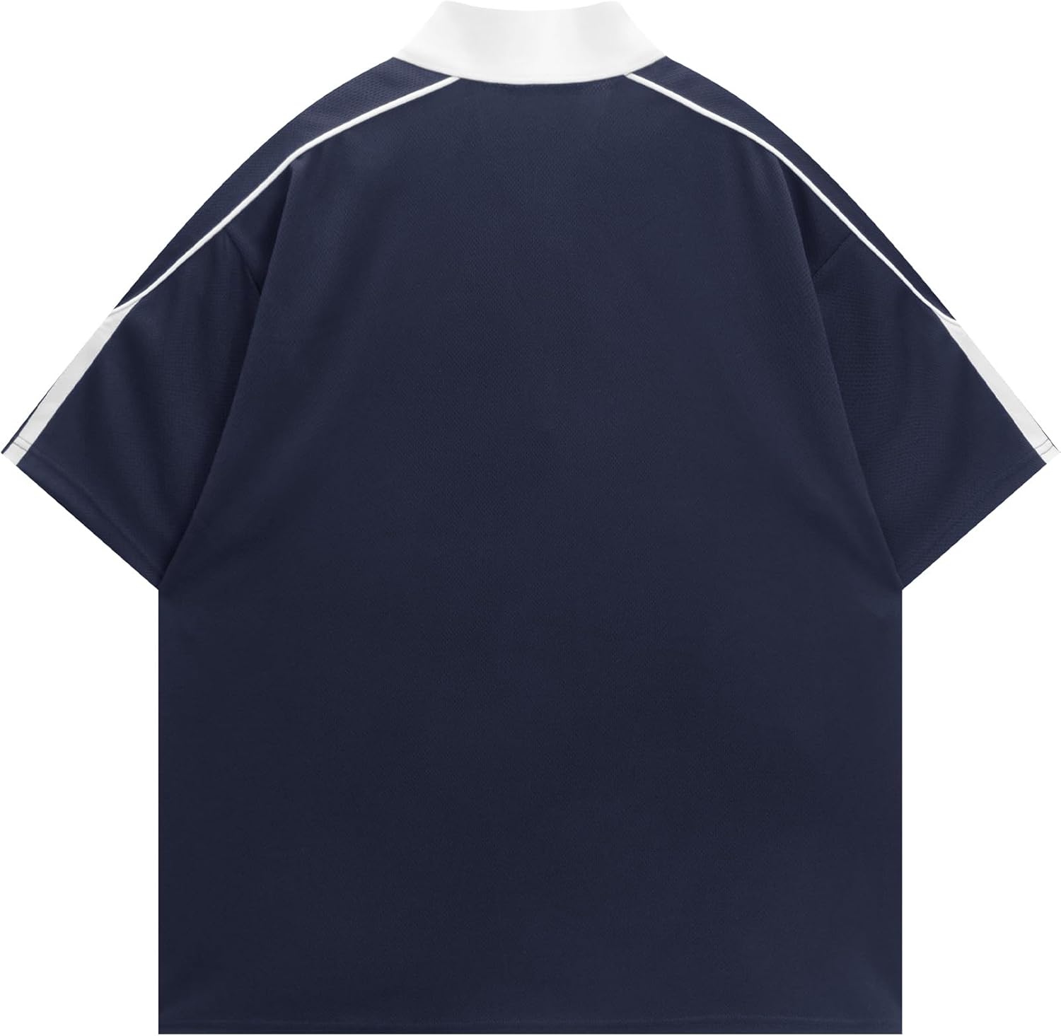 Aelfric Eden Mens Vintage Letter Polo Tee Oversized Button Collar Graphic Patchwork T Shirt Short Sleeve Summer Tops - Image 2