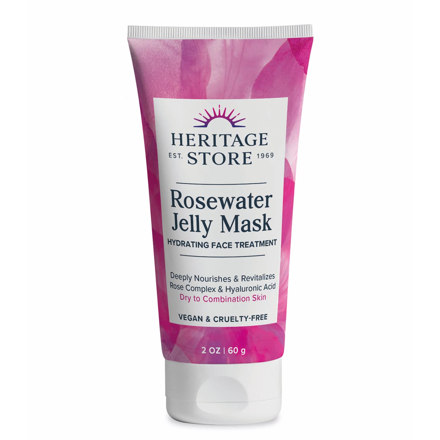 HERITAGE STORERosewater Jelly Face Mask, Hydrating Treatment for Dry Combination Skin, Refreshing Gel Facial Mask Locks in Moisture with Hyaluronic Acid & Rose Complex, Vegan & Cruelty Free, 2oz