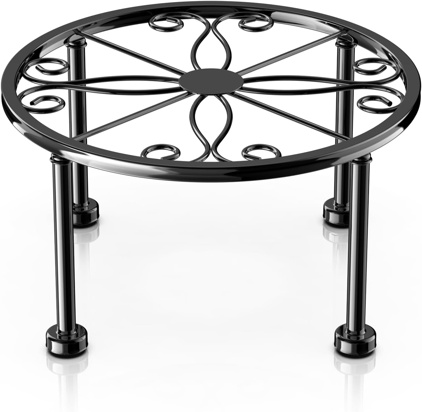 Gskeco Black Metal Plant Stand Review: Rustproof 120lb Round Display for Indoor Outdoor Gardens