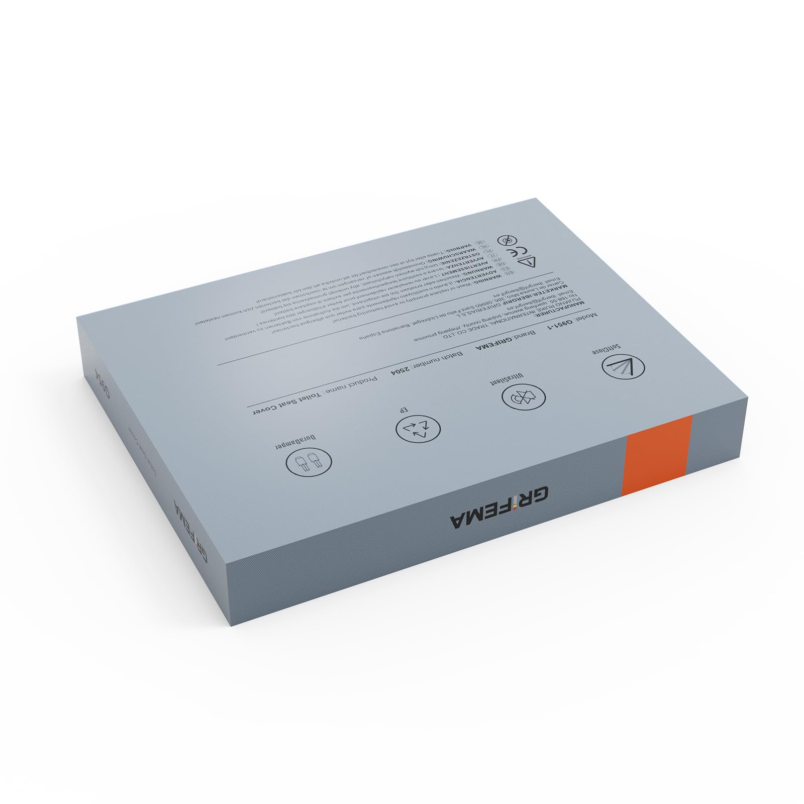 GRIFEMA Copriwater Universali, Tavoletta WC Quadrata con Funzione di Sgancio Rapido, Sedile WC Urea-Formaldeide Materiale Antibatterico, Facile da Pulire, 46.1 * 5.3 * 35.1cm, Bianco