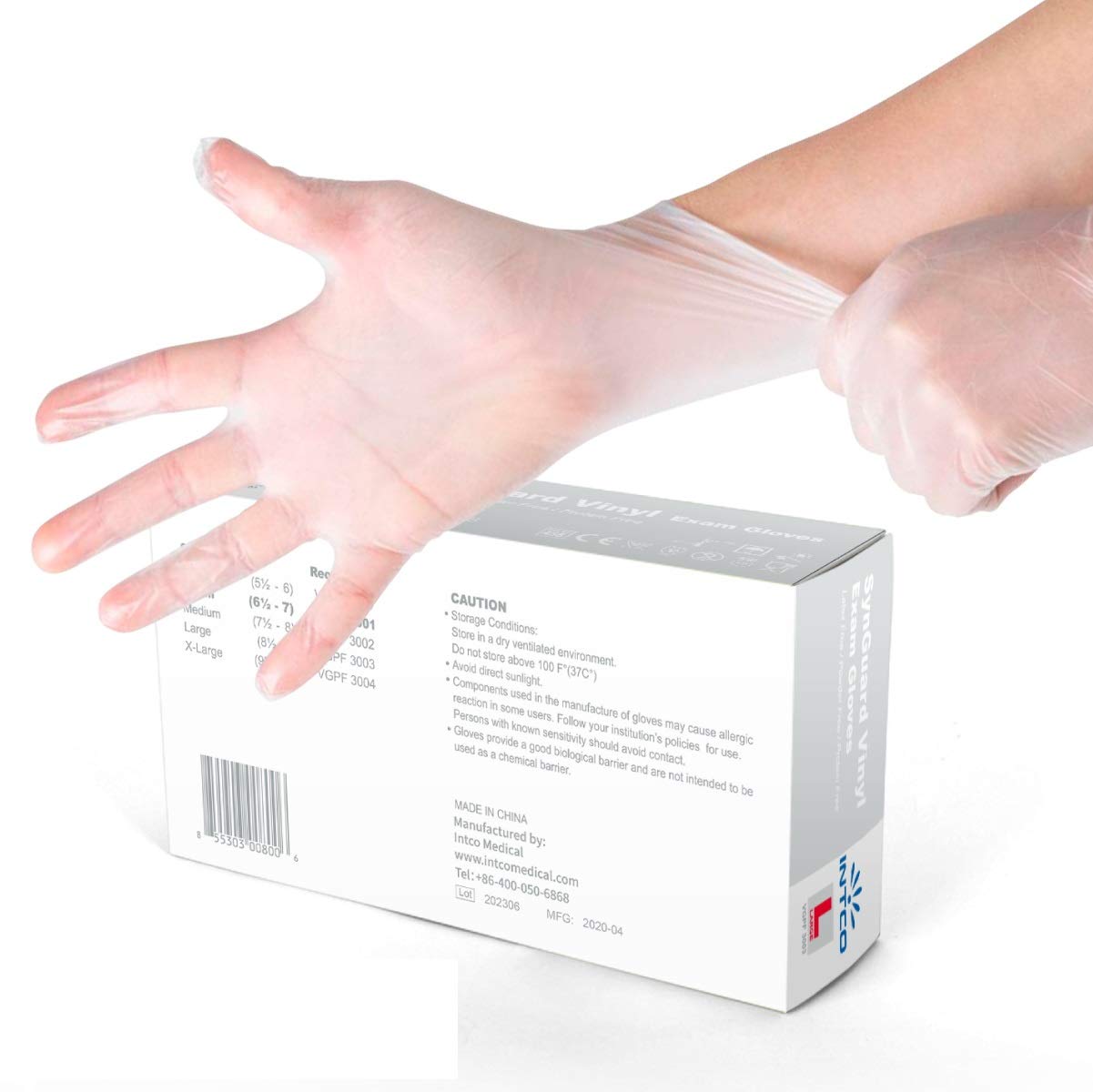 Basic Medical VGPF Clear Vinyl Exam Gloves – Large, 100 Count Box – Powder-Free, Latex-Free, Disposable, Smooth Fit for Medical & Food Use