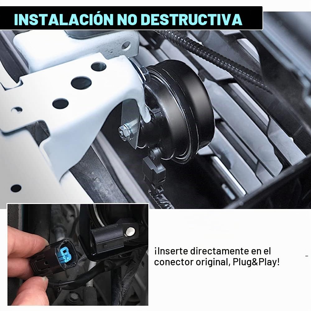 Autorder Kit de bocina de coche de ajuste personalizado para Toyota RAV4 2023 2022 2021 2020 2019, accesorios de 12 V, bocina de caracol impermeable, repuesto de trompeta de coche de tono alto y bajo