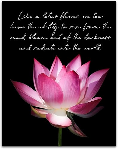 TJ Originals Decoración de pared espiritual y bohemia con texto en inglés "Like a Lotus" (Like a Lotus Flower)  Namaste Zen y meditación estética