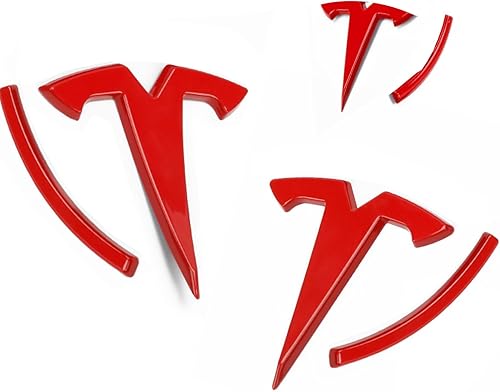 Adhesivos para insignia del logotipo del maletero delanterotrasero modelo Y, accesorios de emblema rojo brillante (3 unidadesjuego)