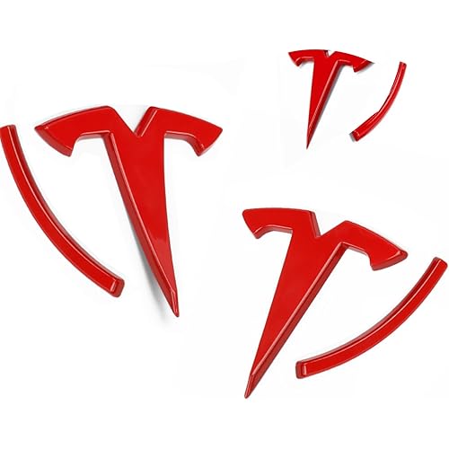 Model 3 Logo Sticker Gloss Red Emblem Cover Badge Decals Accessories(3Pcs/Set)
