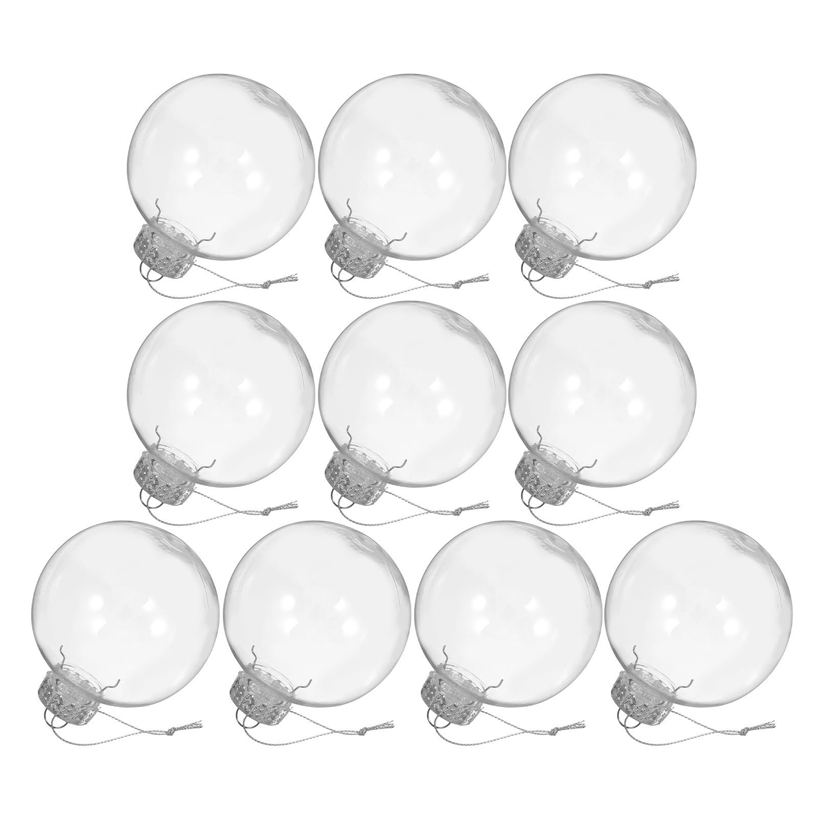 Operitacx 10 Bolas de Plástico Transparentes para Decoración de Árbol de Navidad, Diseño Hueco DIY para Fiesta y Ambiente Festivo