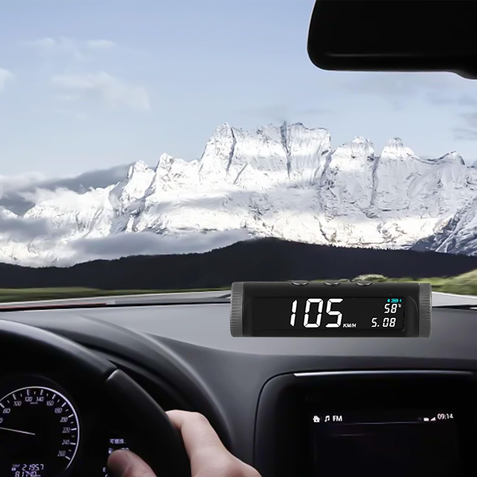 Display HUD Head Up per auto a energia solare con tachimetro digitale GPS, 650 mAh, interruttore MPH/KMH, data orologio temperatura, calibrazione APP per tutti i veicoli Assistente di sicurezza alla