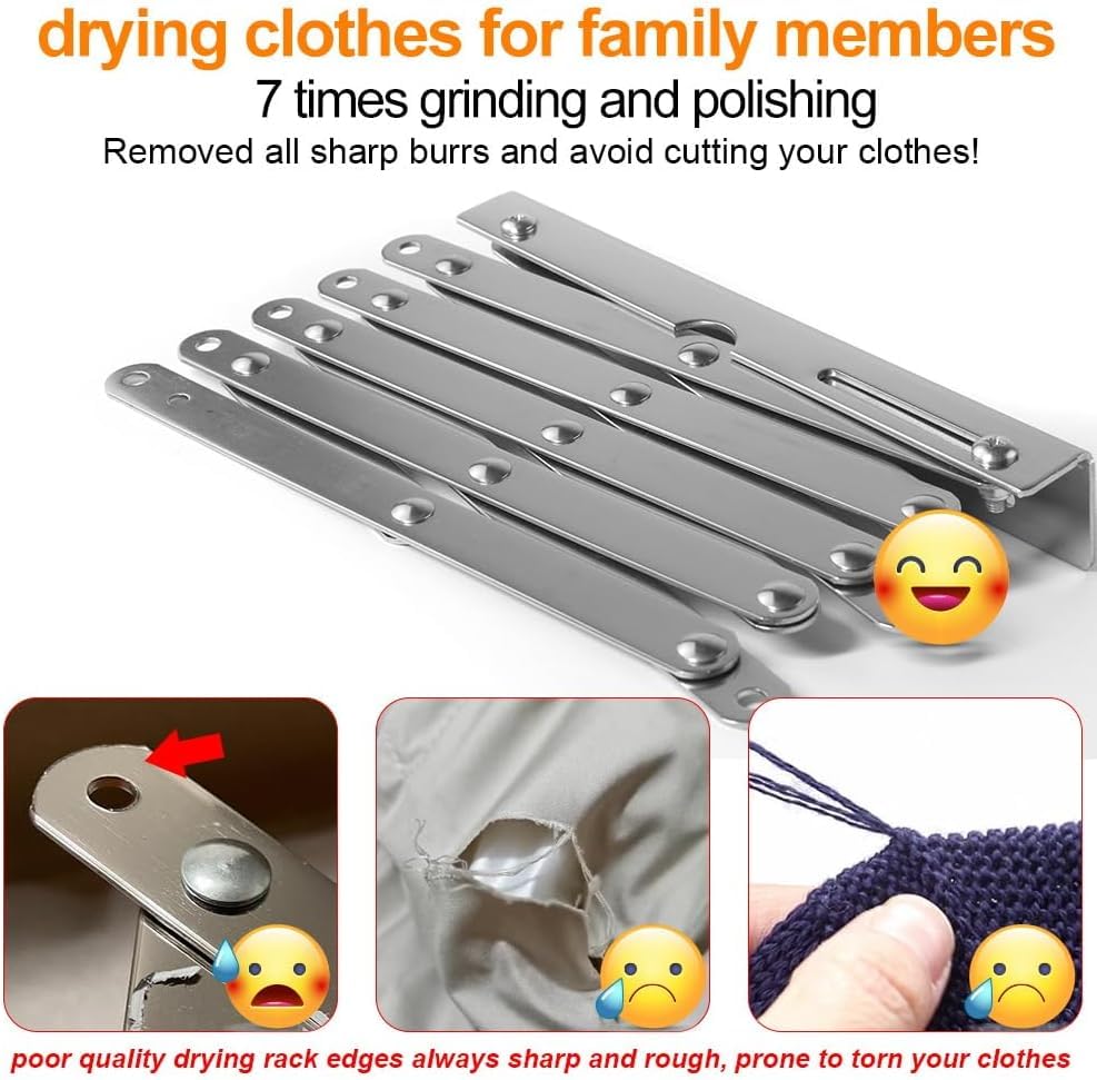 Image of Omega-Pro Stainless Steel Foldable Cloth Dryer Stand Double Rack Cloth Stands for Drying Clothes Steel [ Cross ] (WALL Mount)