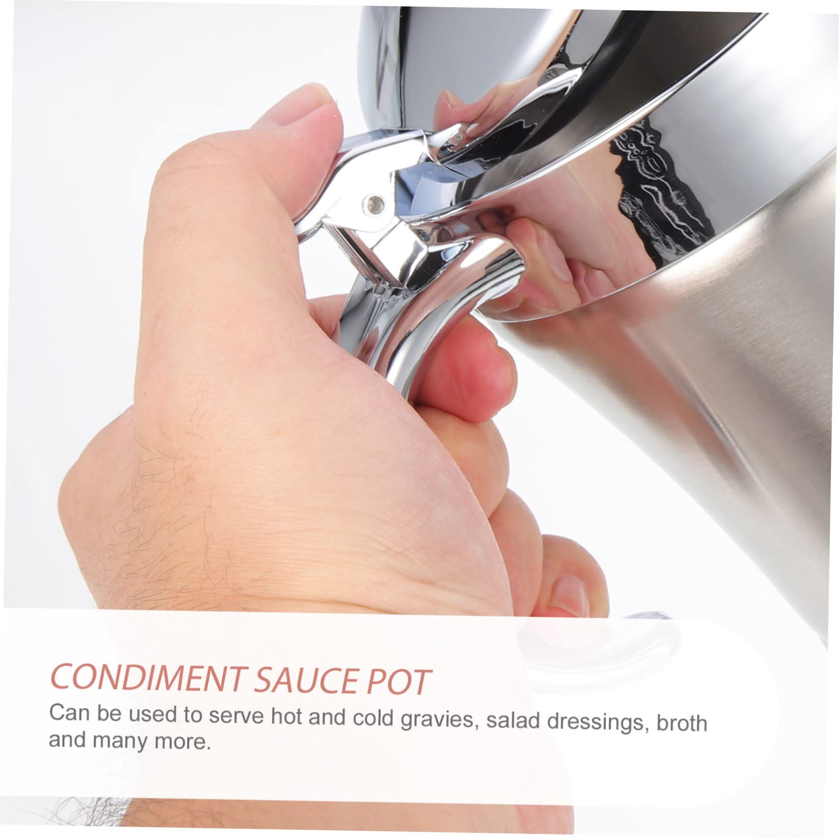 Toyvian Dispensador de Salsa de Acero Inoxidable 304 500 Ml, Olla para Salsa para Restaurante, Vertedor para Condimentos, Resistente a Temperaturas Altas y Bajas, para Hogar y Catering
