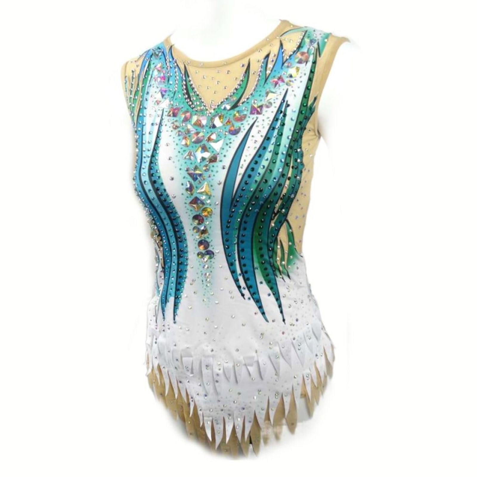 LIUHUO Justaucorps de gymnastique rythmique sans manches pour fille Bleu ciel