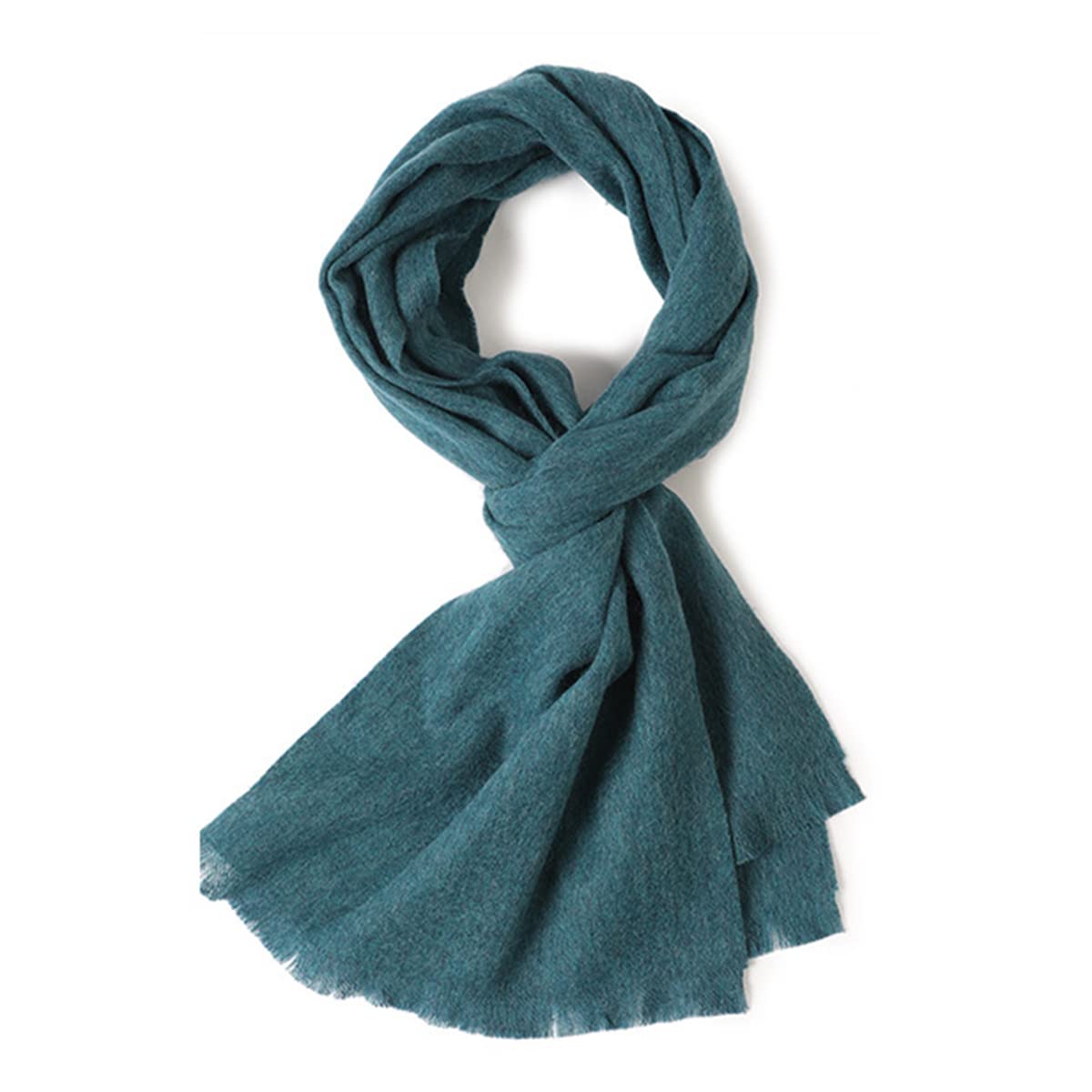 YUONNY Bufanda Larga de Lana de Color Sólido para Mujeres Hombres, Unisex Super Suave Barba Corta Pañuelo de Lana Cálido, Otoño Invierno Ligero Bufanda de Todos Los Días Blue-Green