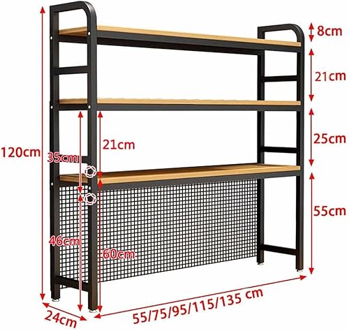 Miniatura 2 de Estantería de escritorio de hierro forjado de 3 niveles, estantería de escritorio para escritorio de computadora, estante de almacenamiento de