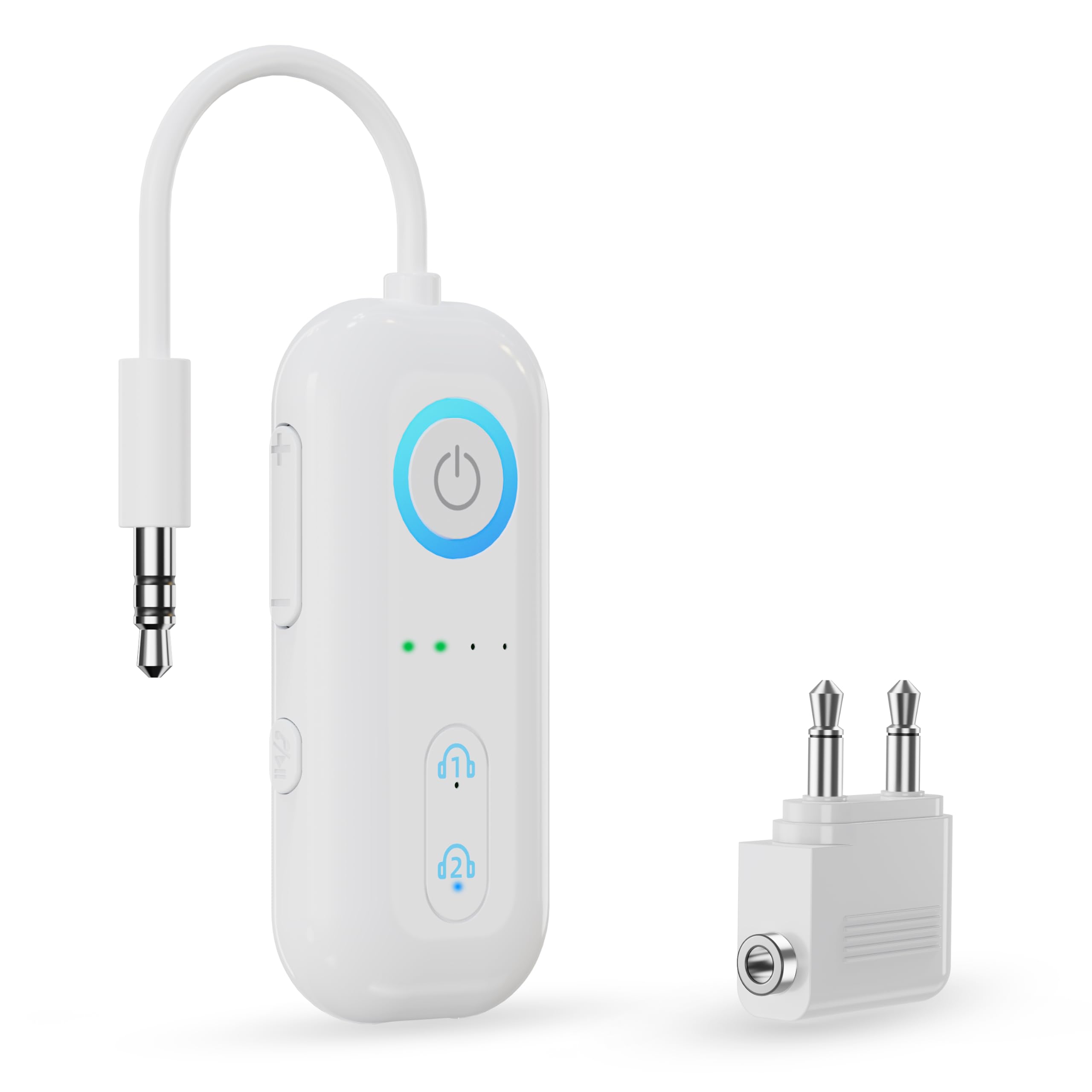 Bluetooth 5.4 Transmitter Receiver, Wireless Audio Adapter, Flugzeug Gadgets & Travel Essentials - für 2 Kopfhörer, 20H Akku, aptX Low Latency, 3,5 mm AUX Klinke, für Auto, TV, Zuhause