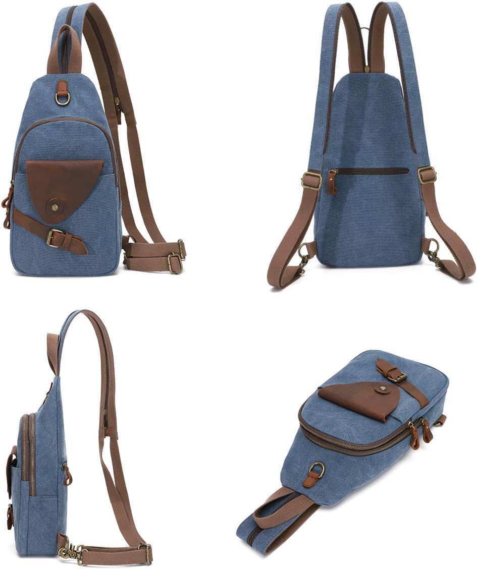 KL928 Canvas Sling Bag Crossbody Backpack Shoulder Casual Rucksack for Men Women - Image 3