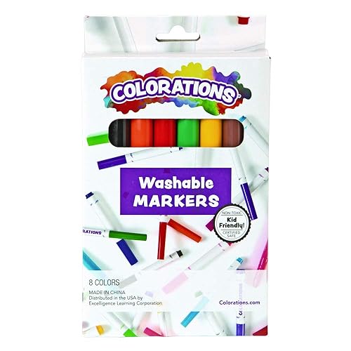 Colorations Marcadores clásicos, punta cónica, 8 colores llamativos, colorear, papel, carteles, dibujo, colores llamativos, hogar, aula, suministros