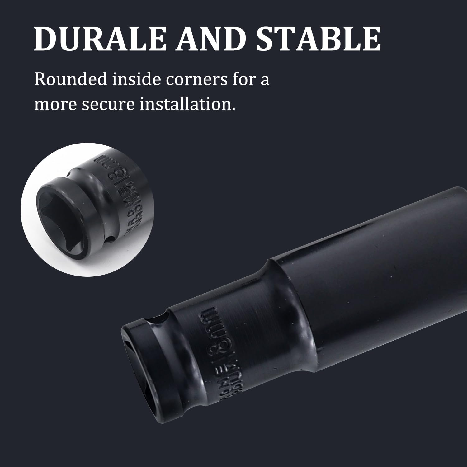 Juttzzei 1/2 Inch Drive 18mm Deep Impact Socket - Heat-Treated CR-V Steel, 78mm Length, 6-Point Metric Sizes for Car & Home Repair - Image 4