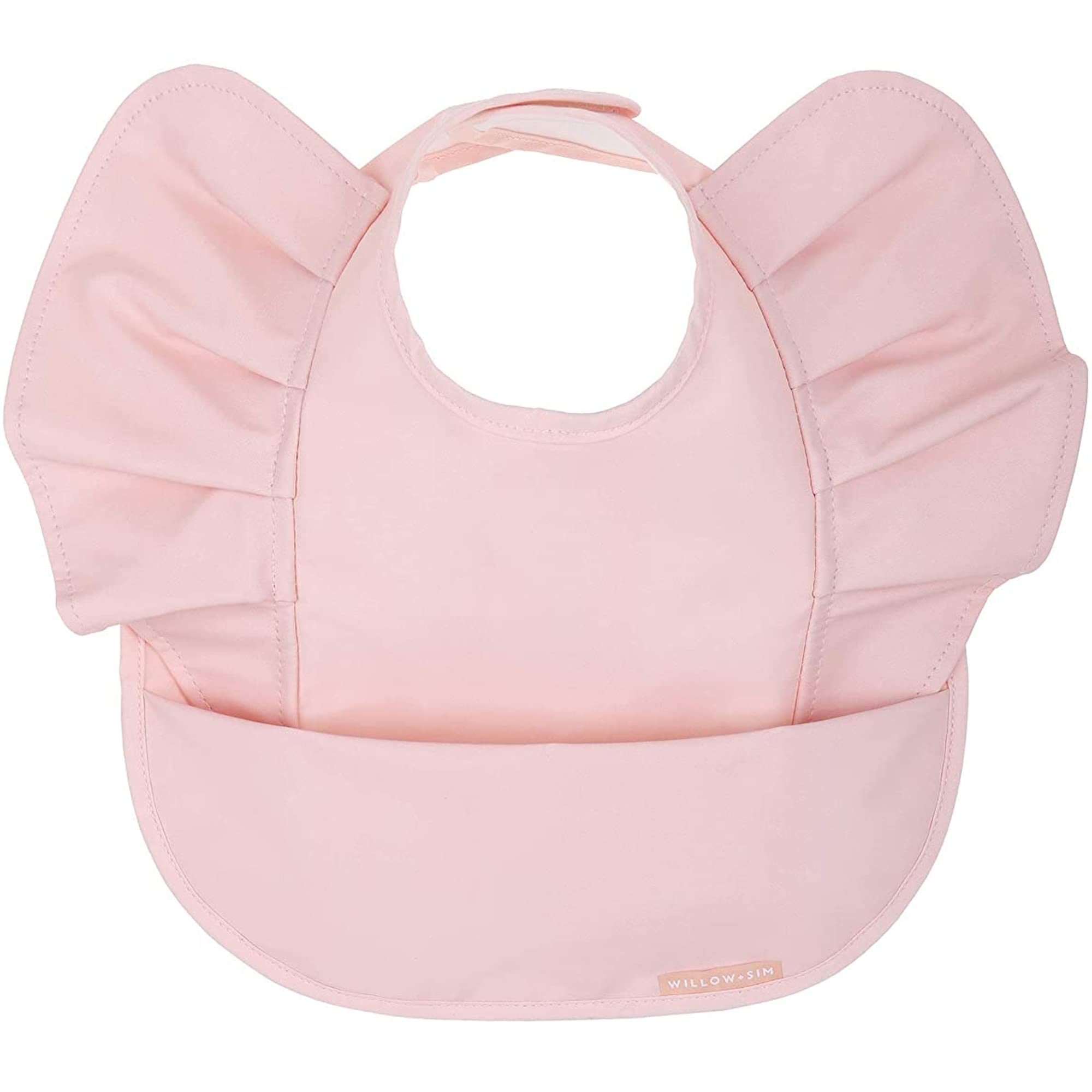 WILLOW + SIM Waterproof Baby Bib for Baby Girl - Better Than Silicone, Wipe Clean and Washable - Toddler Bibs with Food Catcher