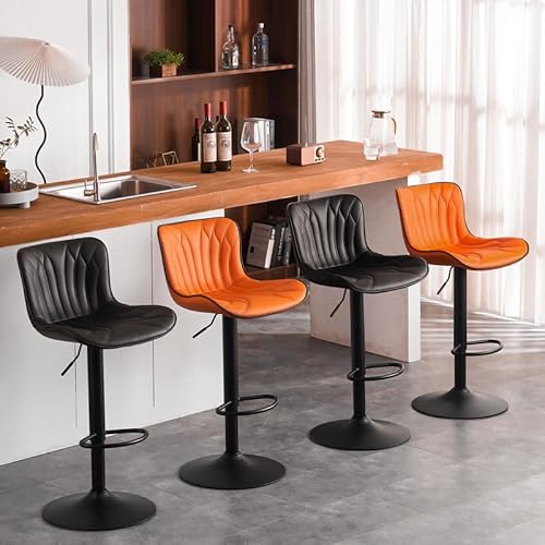 Younuoke Counter Height Bar Stools For Kitchen Island Set Of 2, 24 Inch Metal Orange Barstools, Swivel Counter Stools Chair With Back #TOP5