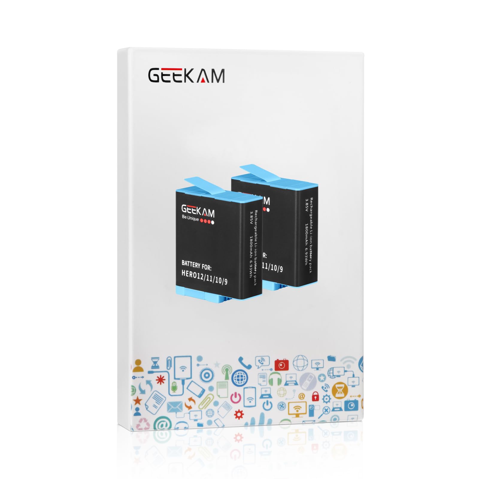 2 baterías recargables compatibles con Hero 9 10 11 12