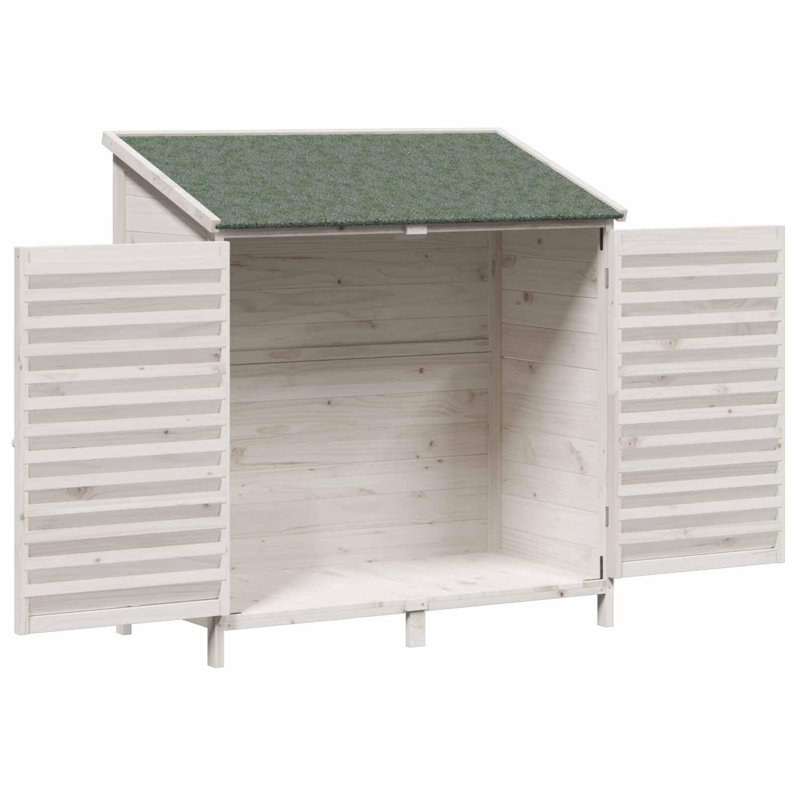 Szopa ogrodowa z litego drewna świerkowego 106 x 56 x 113,5 cm, odporna na warunki atmosferyczne szafka na narzędzia do ogrodu, domek na narzędzia z dachem asfaltowym i drzwiami lamelowymi, miejsce do