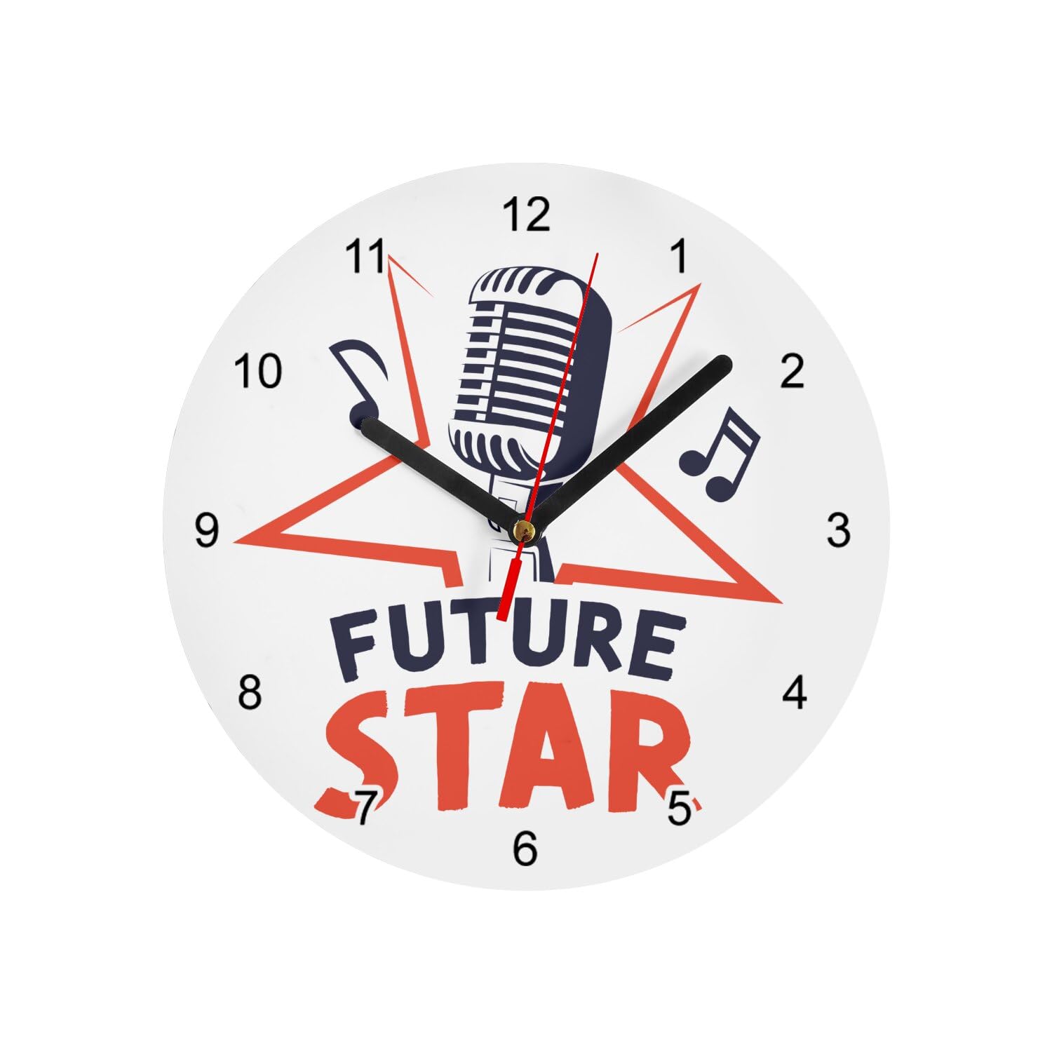 Horloge en verre Star Singer blanche 20 cm pour décorer un studio de musique branché