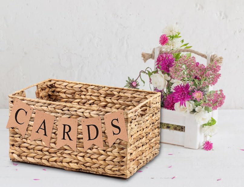 Image of Wedding Decorations for Reception Basket Pre-Strung Kraft Banner for Wedding Birthday Baby Shower Graduation Decor Party Favors Supplies