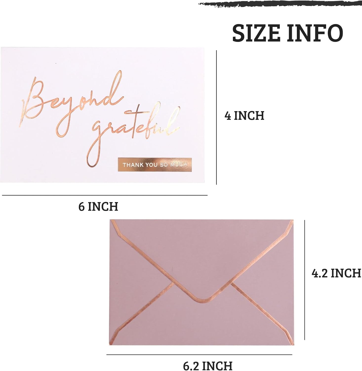 Rose Gold Beyond Grateful Thank You Cards with Envelopes - 36 PK - 4x6 Inches Bridal Shower Thank You Cards Baby Shower Baby Girl Thank You Notes for Wedding Birthday - Image 3