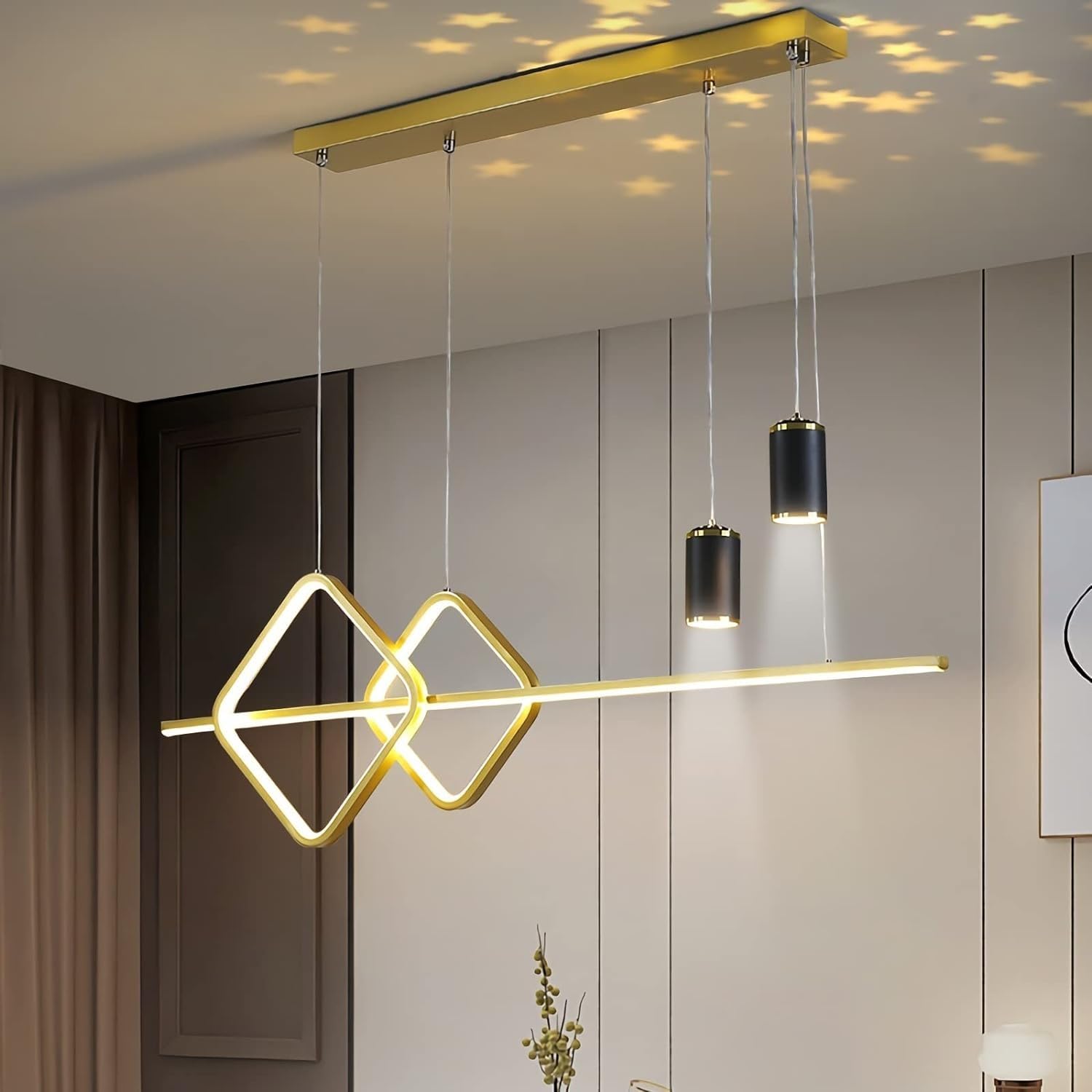 Wisząca lampa LED do jadalni, stołowa, żyrandol, 3-kolorowy ściemniacz, regulacja wysokości, lampa wisząca Sky do biura, jadalni, gabinetu, salonu, lampy kuchenne