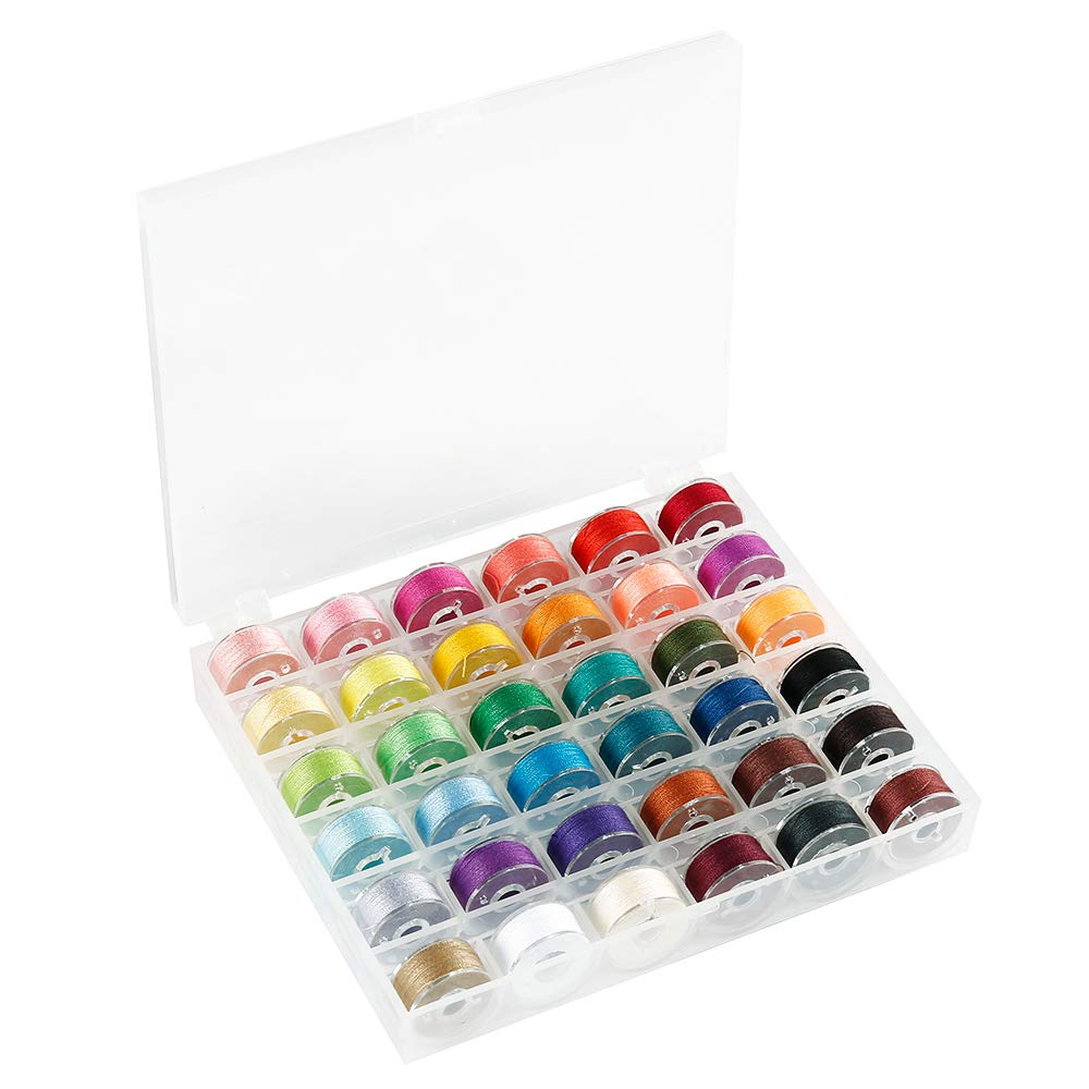 36 Pièces Bobines à Coudre Multicolores Avec Étui Transparent - Compatible Brother Singer