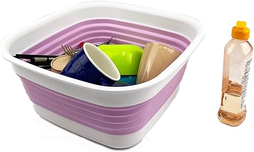 Miniatura 4 de SAMMART Tina plegable de 8 litros (2.1 galones) - Tina plegable - Lavabo portátil - Bañera de plástico que ahorra espacio (blancomorado pálido)