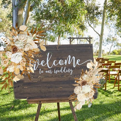 Fleurs d'arche de mariage champagne avec clips lot de 2
