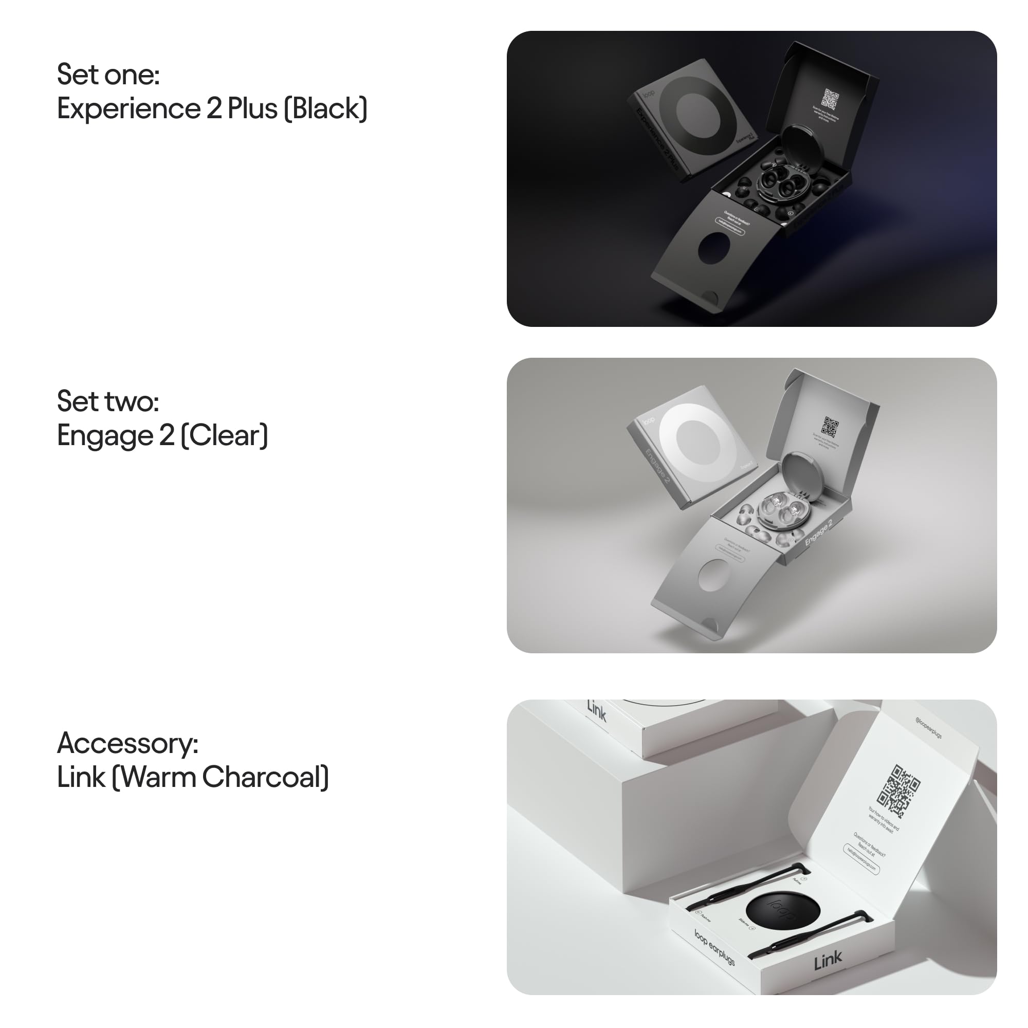 Loop Earplugs Social Link Set (Zweierpack) – Experience 2 Plus + Engage 2 + Link | Wiederverwendbare Ohrstöpsel für Fokus, Geräuschempfindlichkeit, Musik, Veranstaltungen, Kinderbetreuung un