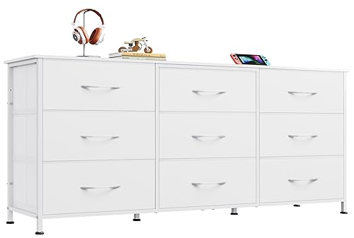 54''W Dresser for Bedroom, White Dresser TV Stand for 55,
