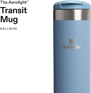 Stanley 1913 Aerolight Transit Travel Mug 0.6L - Keeps 6 Hours Hot - 8 Hours Cold - Dishwasher Safe - Leakproof - Car Cup Holder Compatible - Insulated Coffee Cup - Indigo