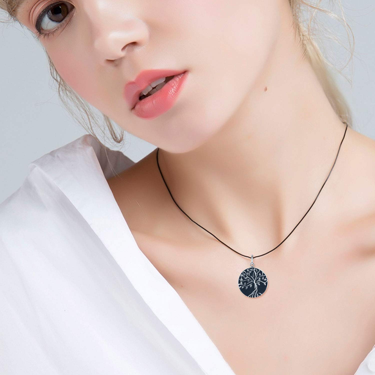 REDSUN Medaglione collana in argento Sterling 925 albero della vita/bussola/pietra di luna/cristallo cuore medaglione di girasole/lupo medaglione foto medaglione gioielli regalo per donne ragazze