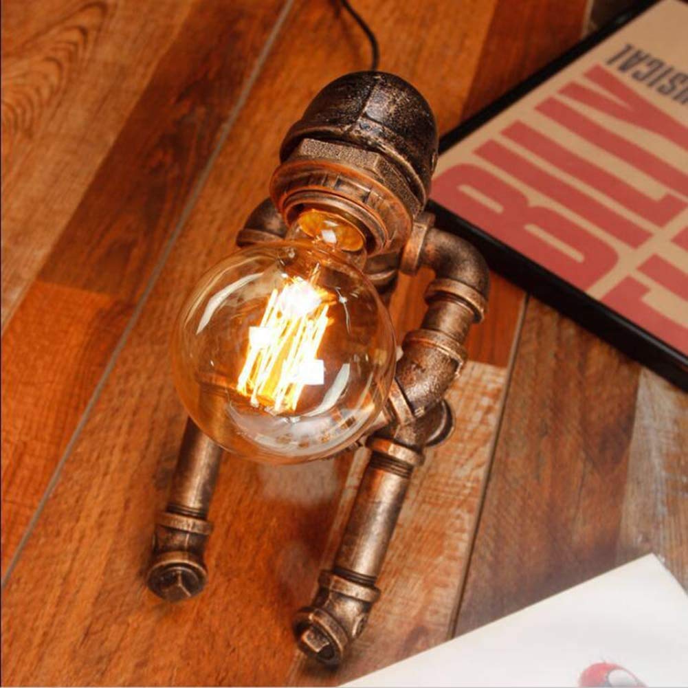 ADITAM lampa stołowa Retro przemysłowe żelazne fajki wodne Robot ADITAM Vintage lampa biurkowa Steampunk oświetlenie na biurko (brak w zestawie żarówki) Double the comfort