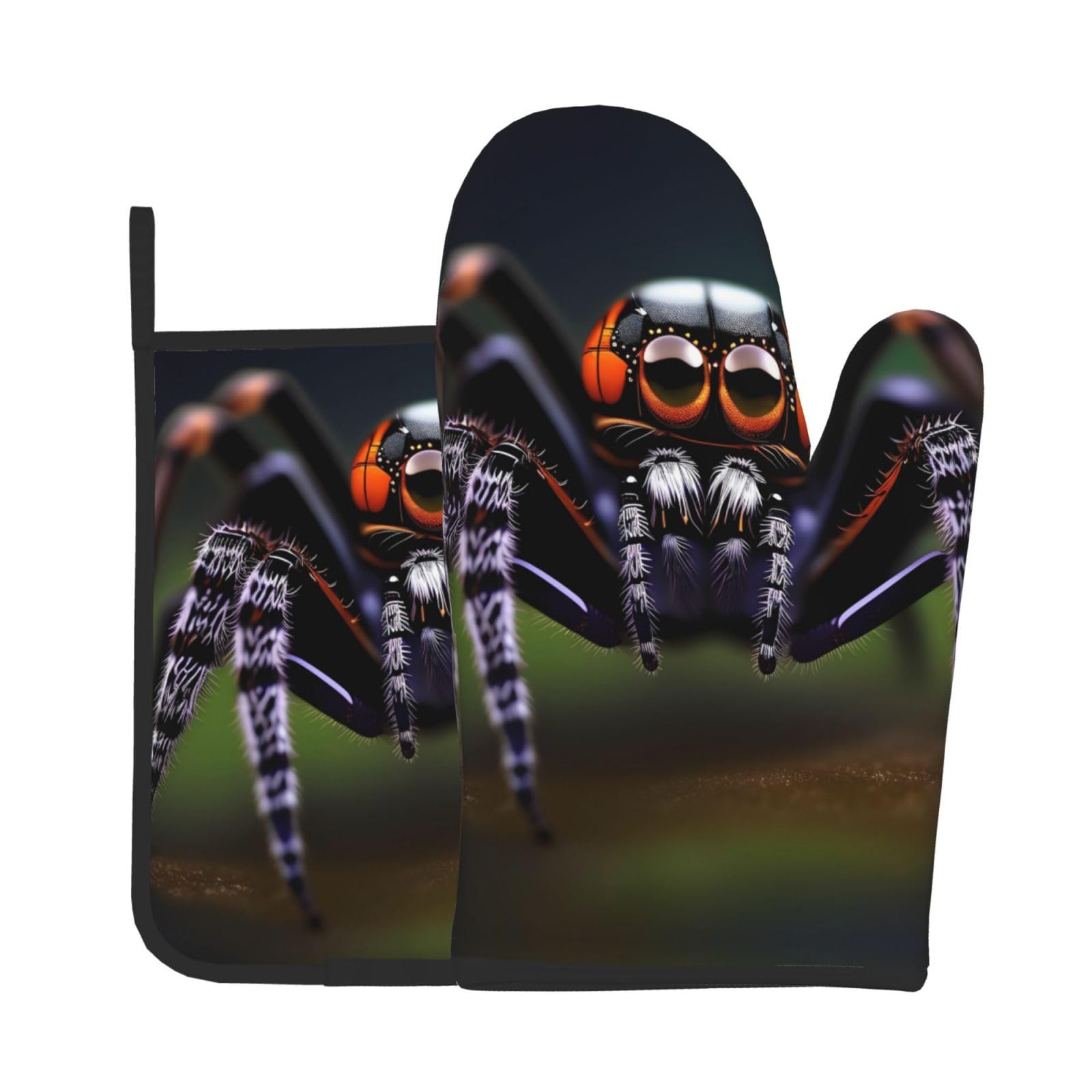 Oven Mitts and Potholders Set of 2 for Kitchen Baking Cooking GrayTropical Rainforest Spiders Thick and Durable