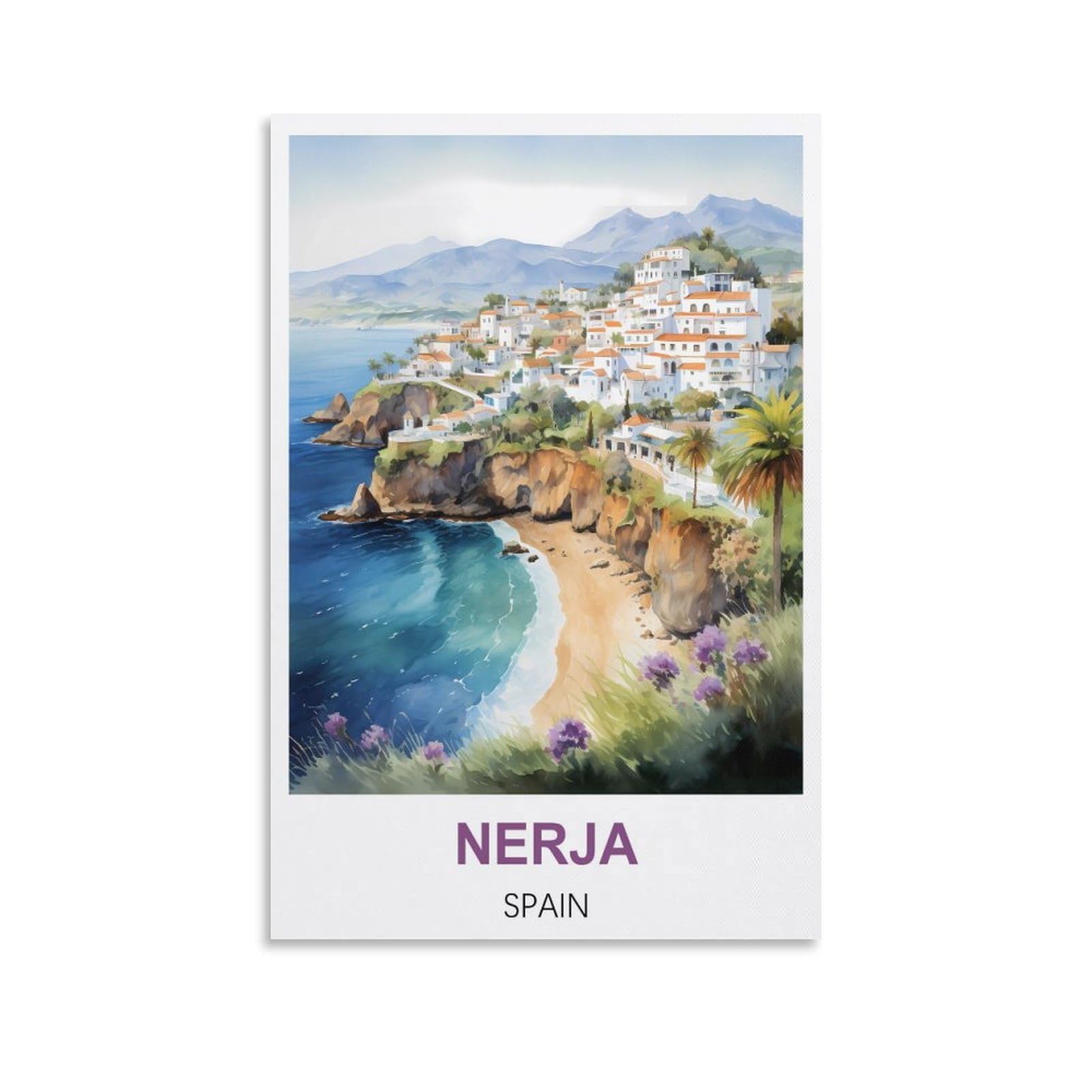 NHGEQAA Nerja Spain Vintage Travel Posters 12x18inch(30x45cm) Canvas Wall Art Print Picture