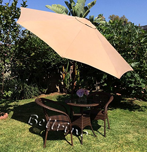 Bellrino Decor Replacement Light Coffee/Sand Strong & Thick Umbrella Canopy For 9Ft 8 Ribs (Canopy Only) #TOP1
