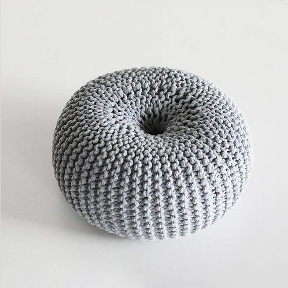 Repose-Pieds Tatami Futon Artisanal, Tabouret Bas en Maille Grise