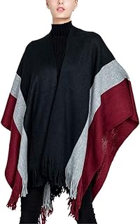 ZoSiP Sciarpe Scialli Stole L'autunno e l'inverno Europeo e Corrispondenza Americani Street Style Split Forcella di Colore della Frangia dello Scialle Sciarpa Calda (Color : Black, Size : 160x105cm)