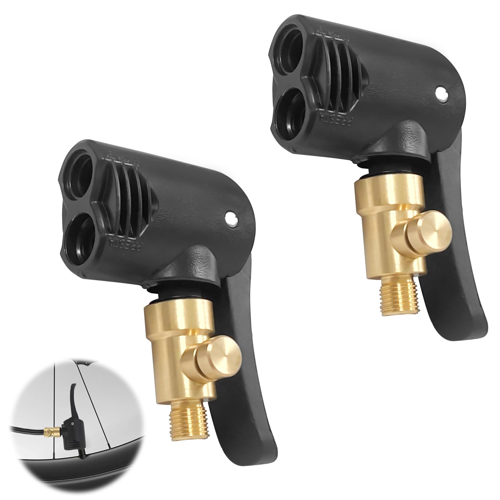 Mirriverse 2 Stück Doppelkopf Ventiladapter, Presta Schrader Pumpenkopf