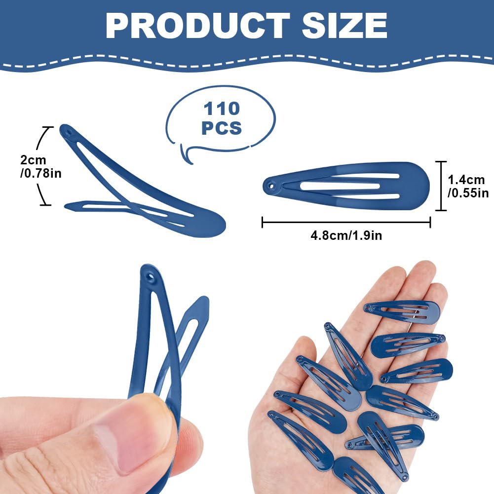 LOPHE Hair Clips, 110Pcs 2 Inch Metal Snap Clips, Kids Barrettes Girls' Hair Accessories, BB Cute Hair Clips - Image 2