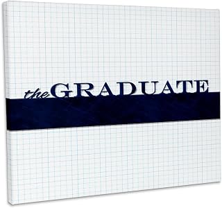 3dRose, The Graduate Blue Word Art on Blue and White Graph Paper Background, Museum Grade Canvas Wrap 10x8