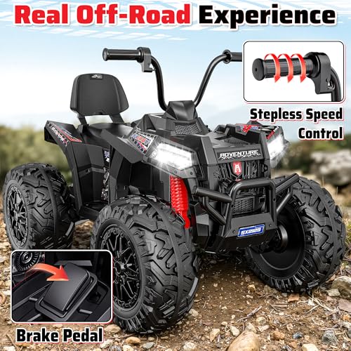 Image of ANPABO 24V XXXL Kids ATV 4 Wheeler Ages 5-14, 4WD & 800W, 200 Lbs, Black