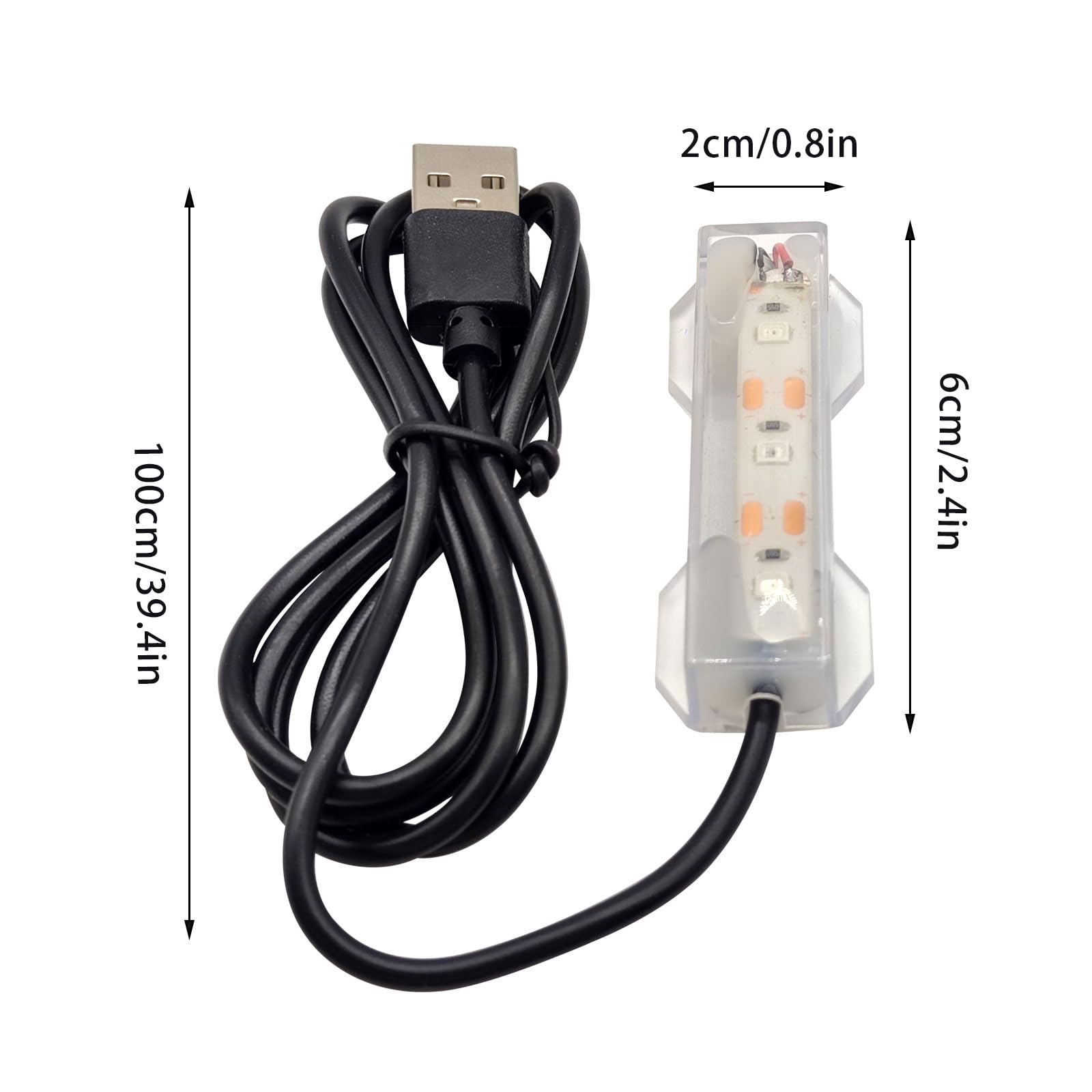 Flylin Lampa do akwarium, 4 szt., 5 V, USB, dekoracyjna lampa oświetleniowa LED, do akwarium, na biurko, akwarium do wewnątrz, do ogrodu wodnego (kolorowa)
