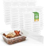 50-Pack Reusable Meal Prep Containers Microwave Safe Food Storage Containers with Lids,25 oz - 1 Compartment Take Out Disposable Plastic Bento Lunch Box to Go, BPA Free - Dishwasher & Freezer Safe