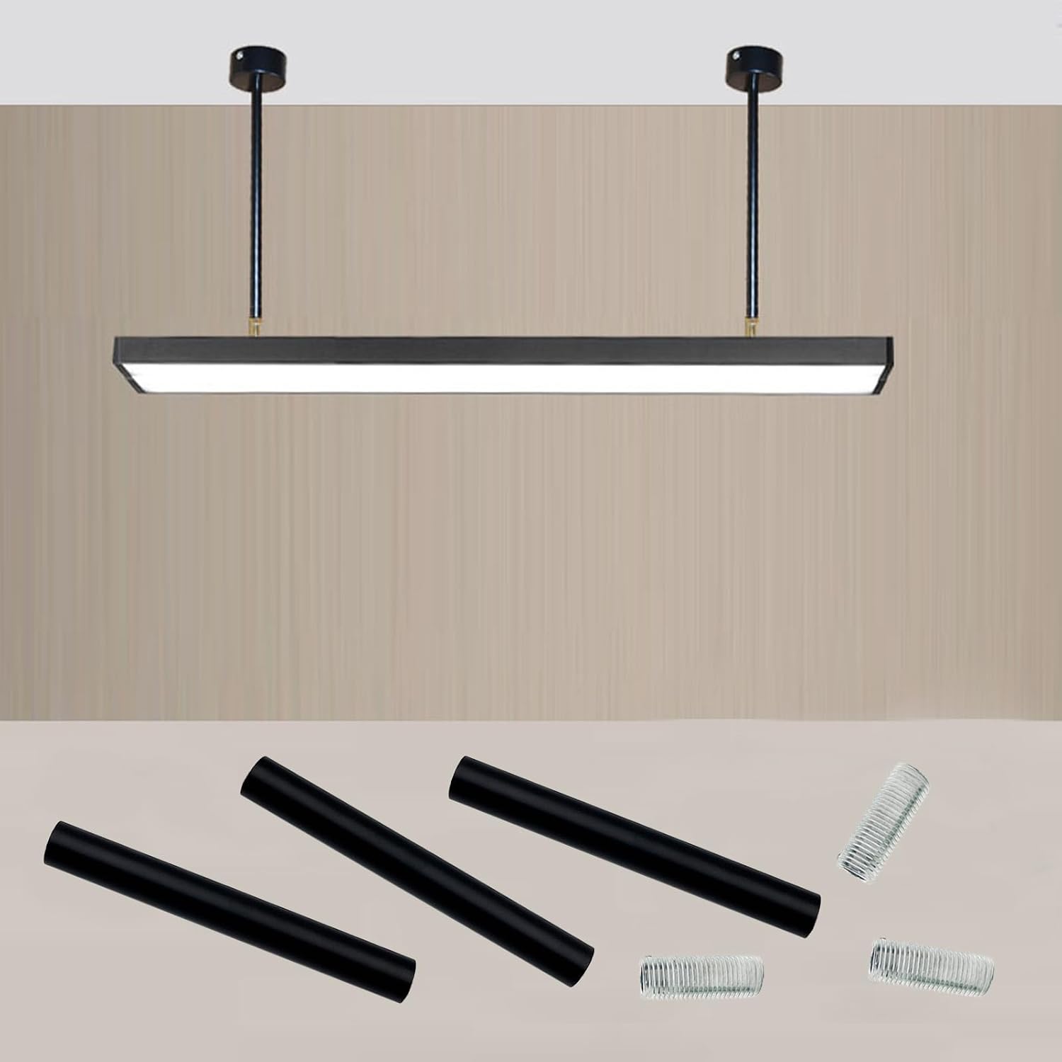 6 PCS 6 Inch M10 Threaded Extension Poles, Chandelier Extension Rods, Matte Black Extension Rod for Chandeliers, Pendant Lights, Island Lighting Fixtures and Light Poles, Thread Pitch 1 mm
