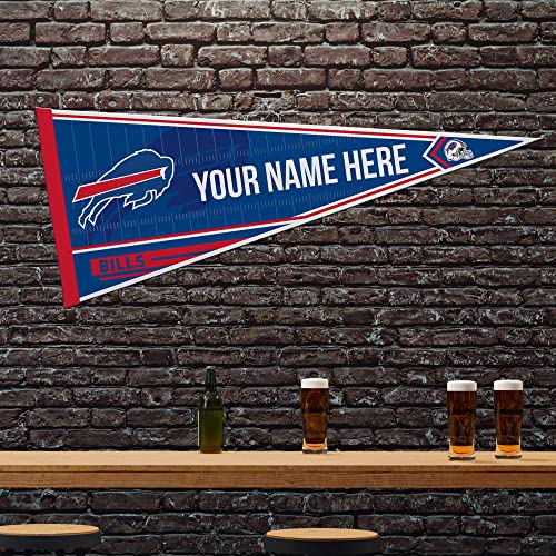 Image of Rico Industries NFL Football Buffalo Bills Personalized - Custom 12 inch x 30 inch Soft Felt Pennant - EZ to Hang